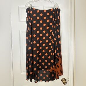 NWT Anthropologie Maeve Wrap Skirt Size 1X Polka Dot Midi Brown and Black